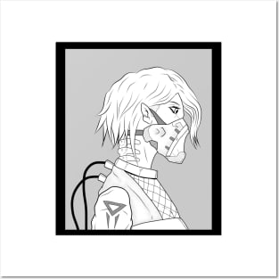 Cyberpunk girl short hair Posters and Art